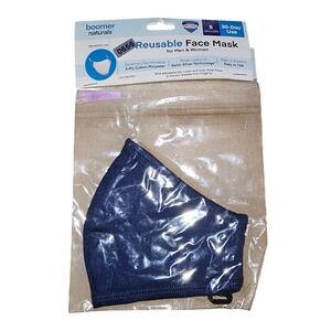 Boomer Naturals Reusable Face Mask Navy Blue Small 3-Ply Nano-Silver  #656